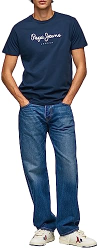 Pepe Jeans Eggo Camiseta para Hombre Regular Fit Manga Corta Azul, L