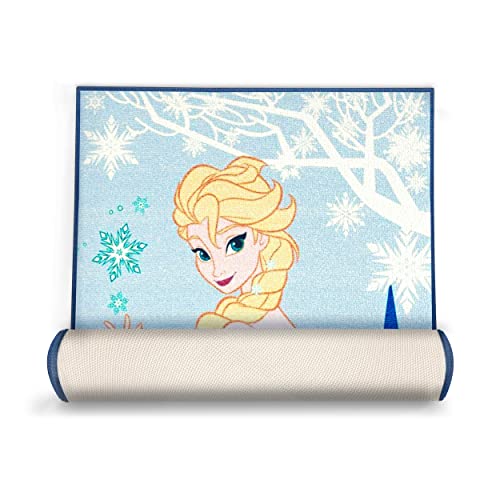 Producto con Licencia Disney - Alfombra de juego Elsa Frozen 133x95 cm - Azul - Alfombra - Alfombra de juego para la habitación de los niños - Decorativa, Diseño especial, Resistente a las manchas