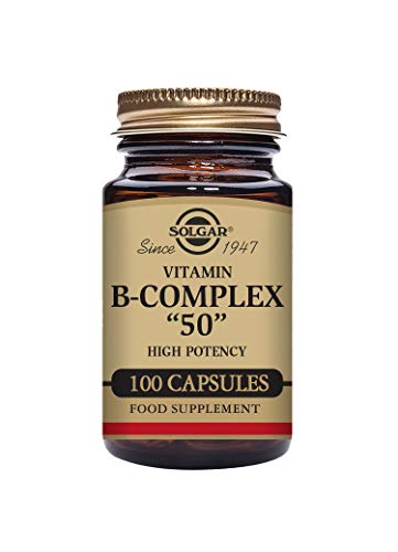 Solgar | Vitamina B - Complex 50 Alta Potencia |Contribuye al Metabolismo Energético | Estimula el Rendimiento Intelectual | 100 Cápsulas Vegetales