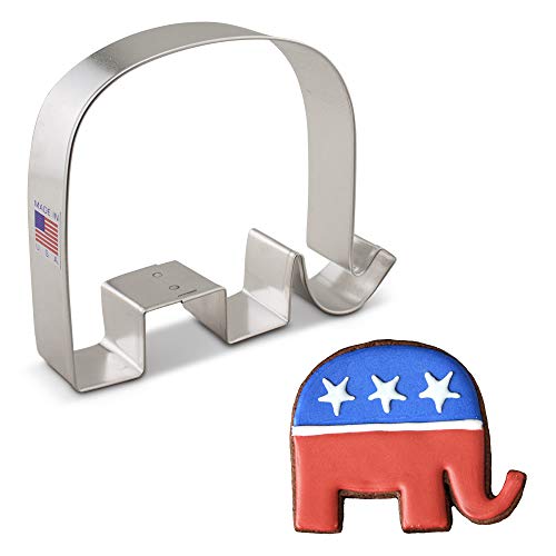 Ann Clark Cookie Cutters Cortador de galletas elefante del Partido Republicano - 11,4 cm - Acero fabricado en EE. UU.