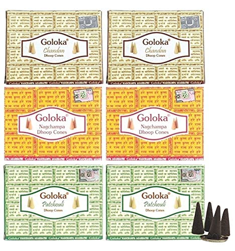 Top 3 Goloka - Surtido de conos de incienso, 60 unidades, 3 aromas